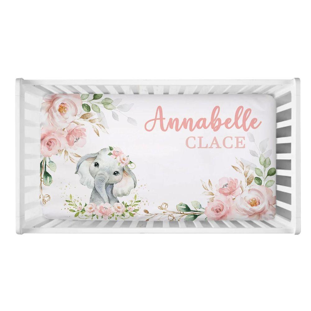 Custom Flower Elephant Crib Set-Children Cloth Shop