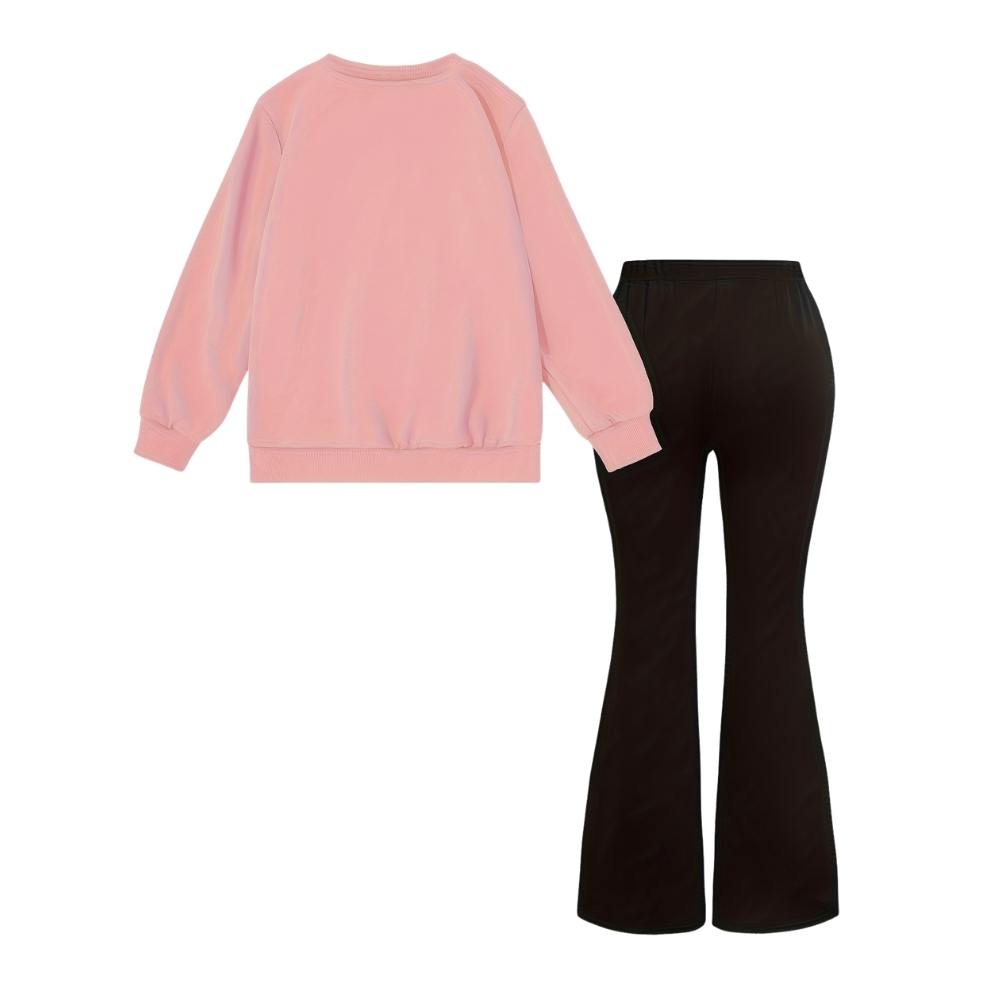 Fluttershy Dash Graphic Print Sweatshirt And Flared Pants Set For Girls