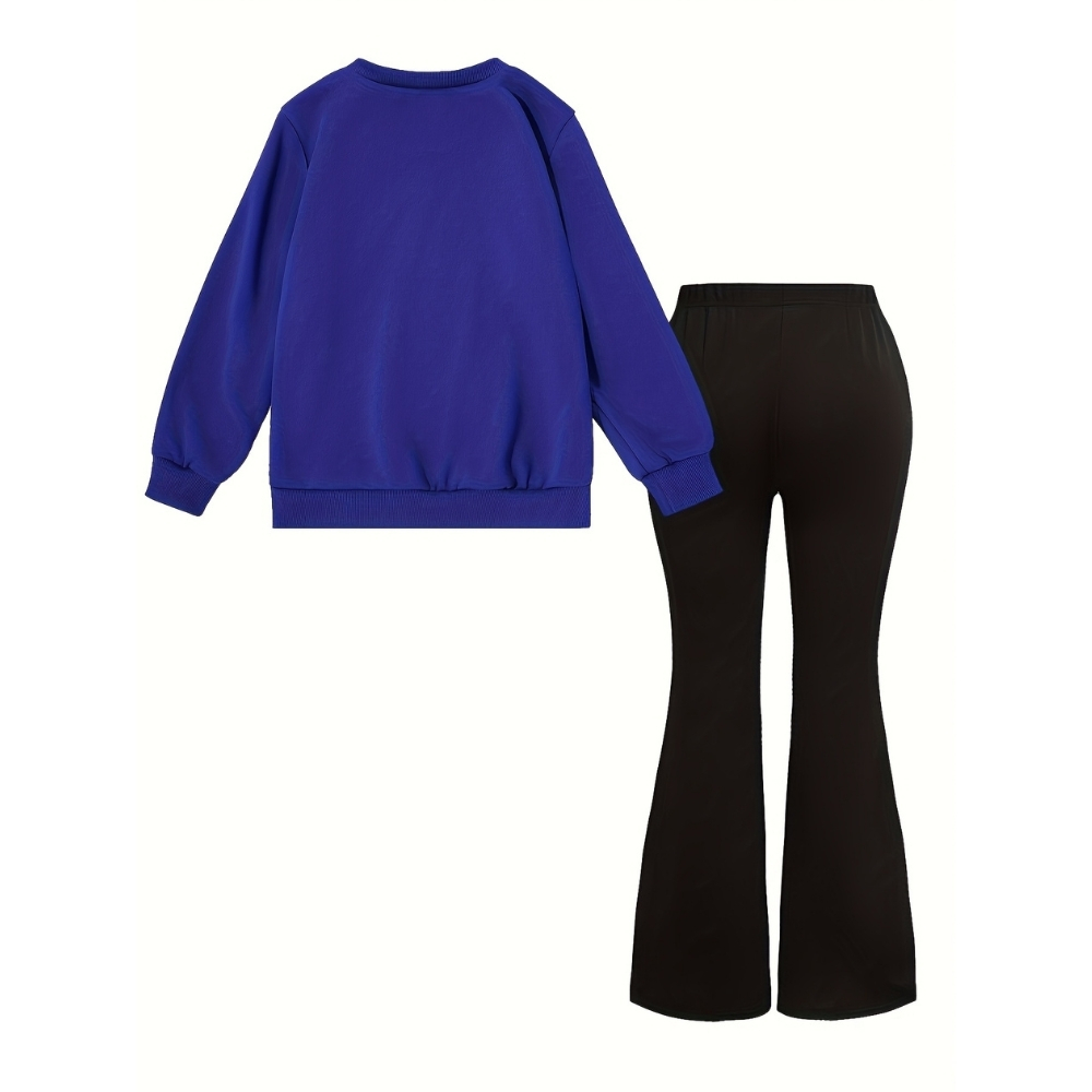 Fluttershy Dash Graphic Print Sweatshirt And Flared Pants Set For Girls