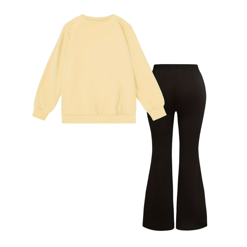 Fluttershy Dash Graphic Print Sweatshirt And Flared Pants Set For Girls