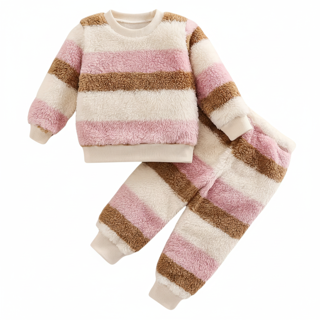 Girls Christmas Flannel Pajamas Set Thickened for Warm Winter Comfort