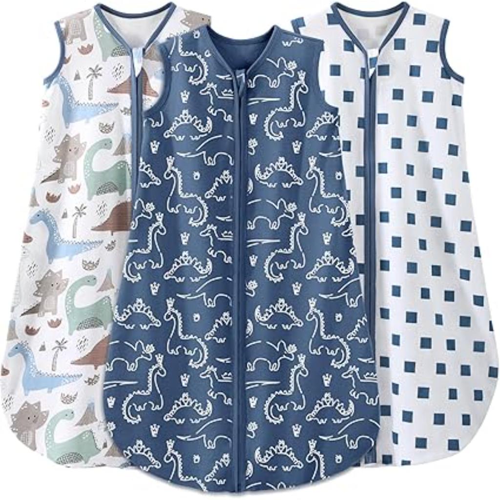 Sleeveless Zippered Blankets With Pack Of 3 Baby Sleep Sacks
