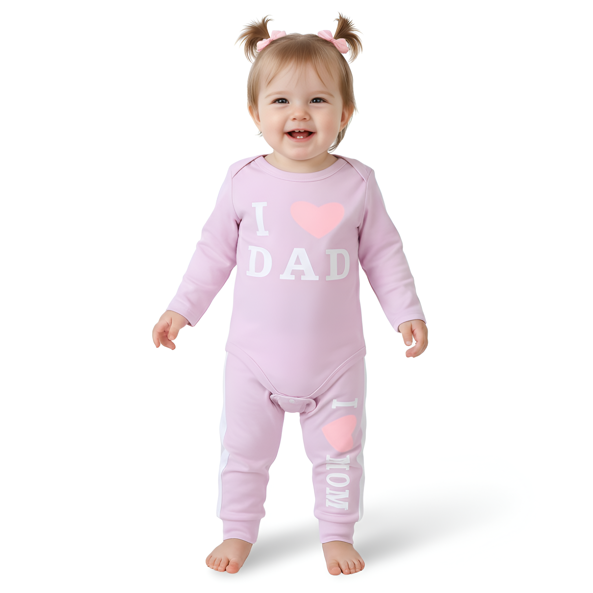 Print Bodysuit Casual Pants Clothing Set For Toddlers And Infant Girls 