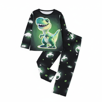 Long Sleeve Dinosaur Print Pajama Set For Boys