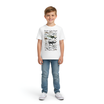 Sharks Of The World Graphic Printed T Shirt For Boys