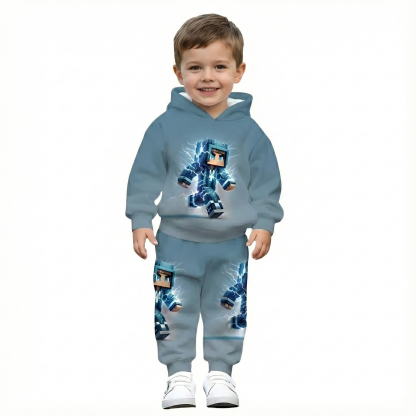 Minecraft Inspired Graphics Hoodie And Jogger Set For Kids