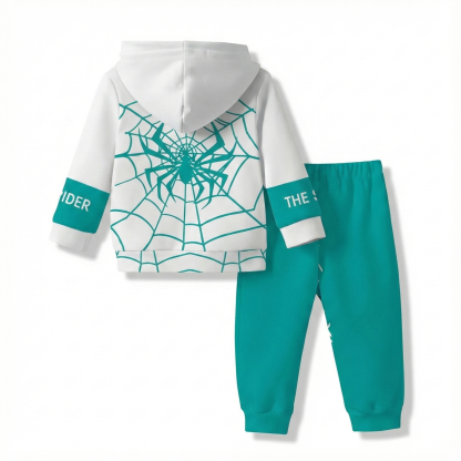 Spider Print Outfit Set For Outdoor Activities For Baby Boy