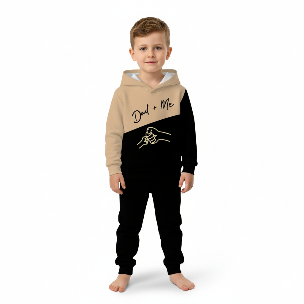 Hooded Sweatshirt And Trousers Set With Letter Printed For Boys