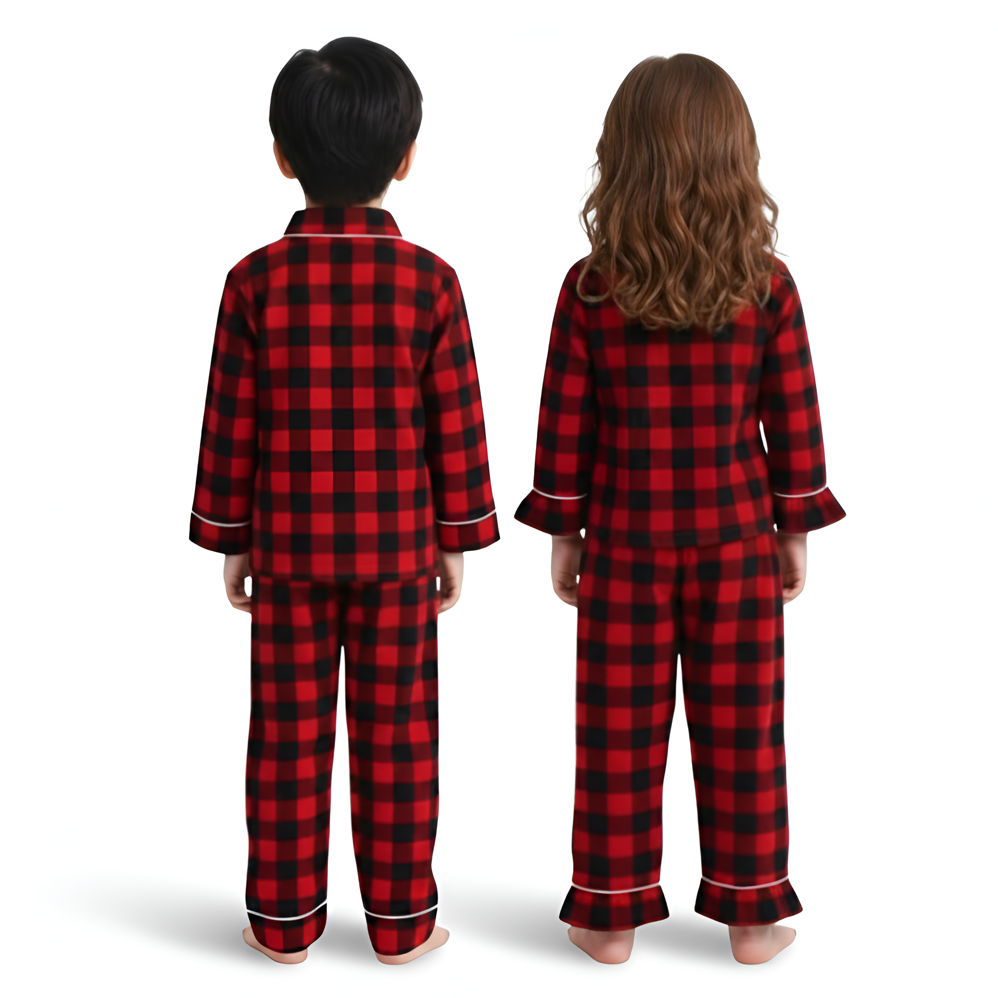 Plaid Cotton Kids Christmas Pajama Two Piece Set