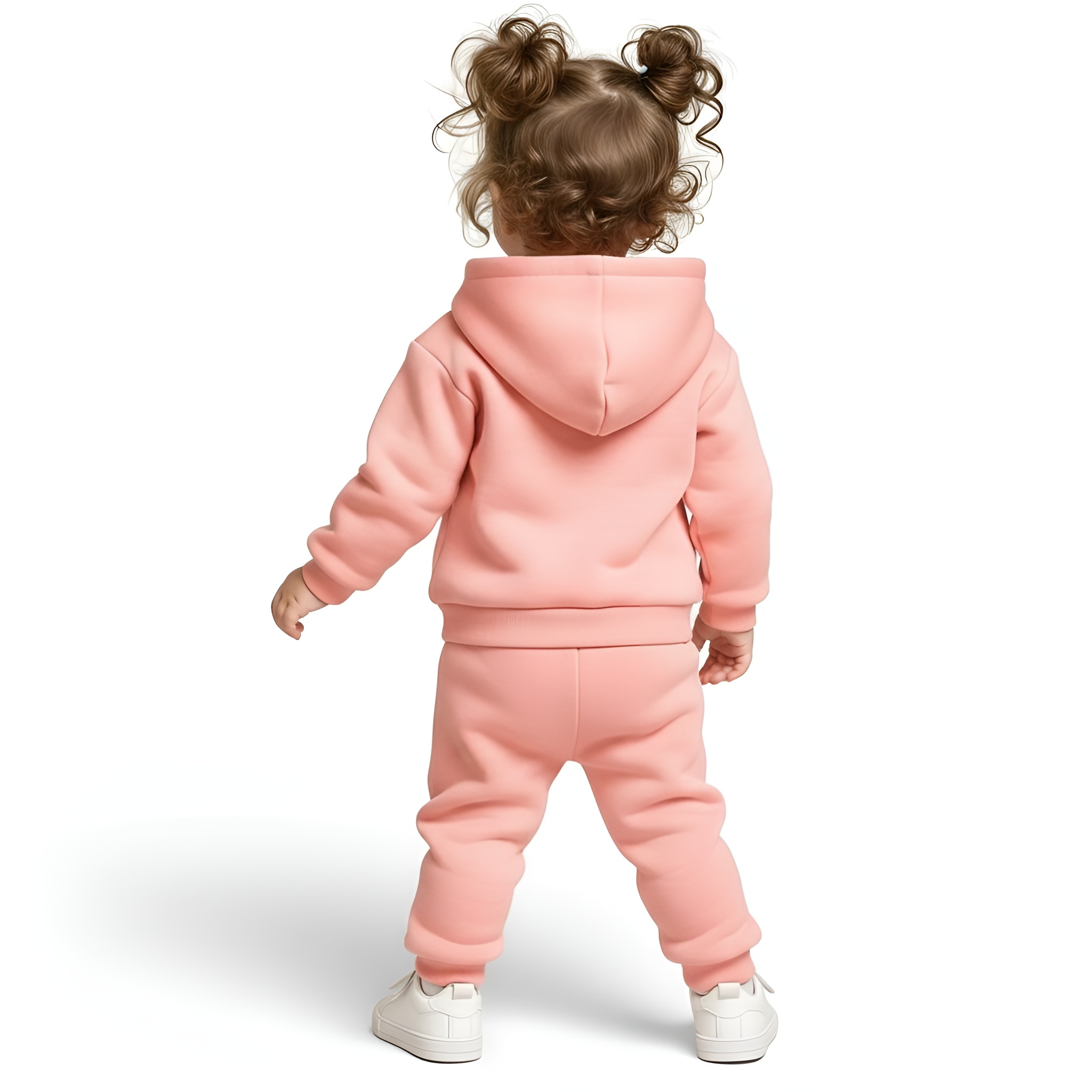 Baby Girl Cartoon Print Hooded Fleece Long Sleeved Sweatshirt Sweatpants Two Piece Set