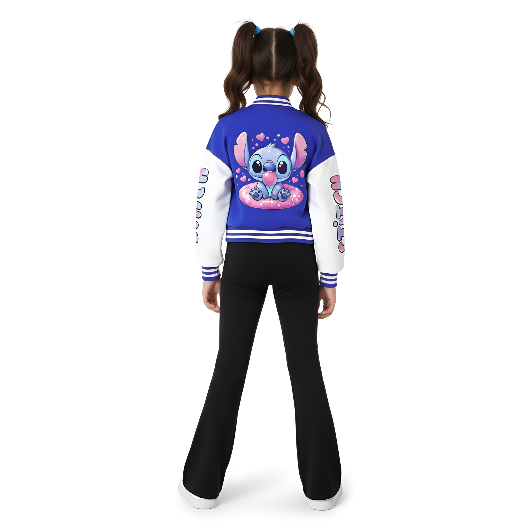 Stitch Print Girls Baseball Uniform And Trousers 2 Piece Set