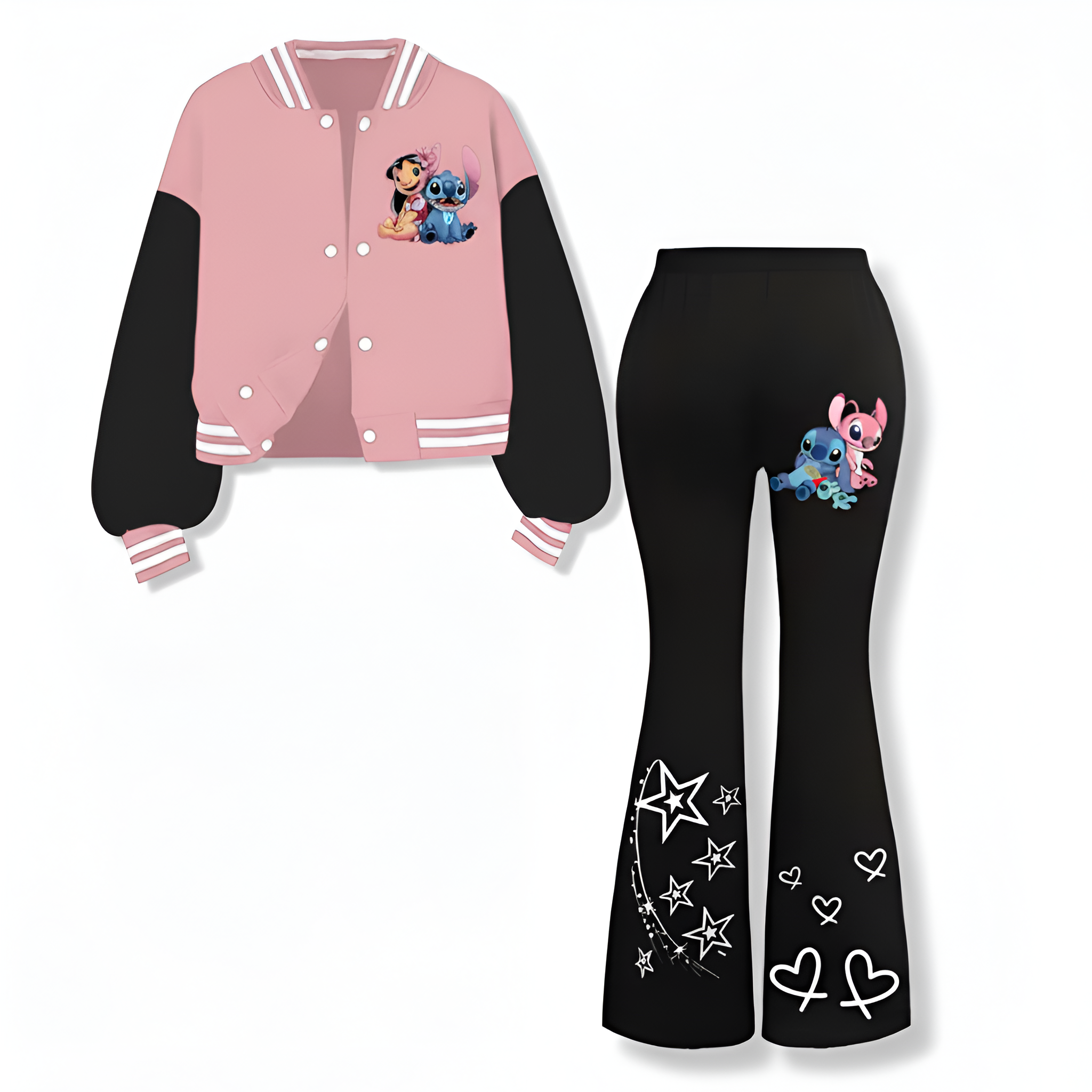 Baseball Jacket Bell bottom Pants Set
