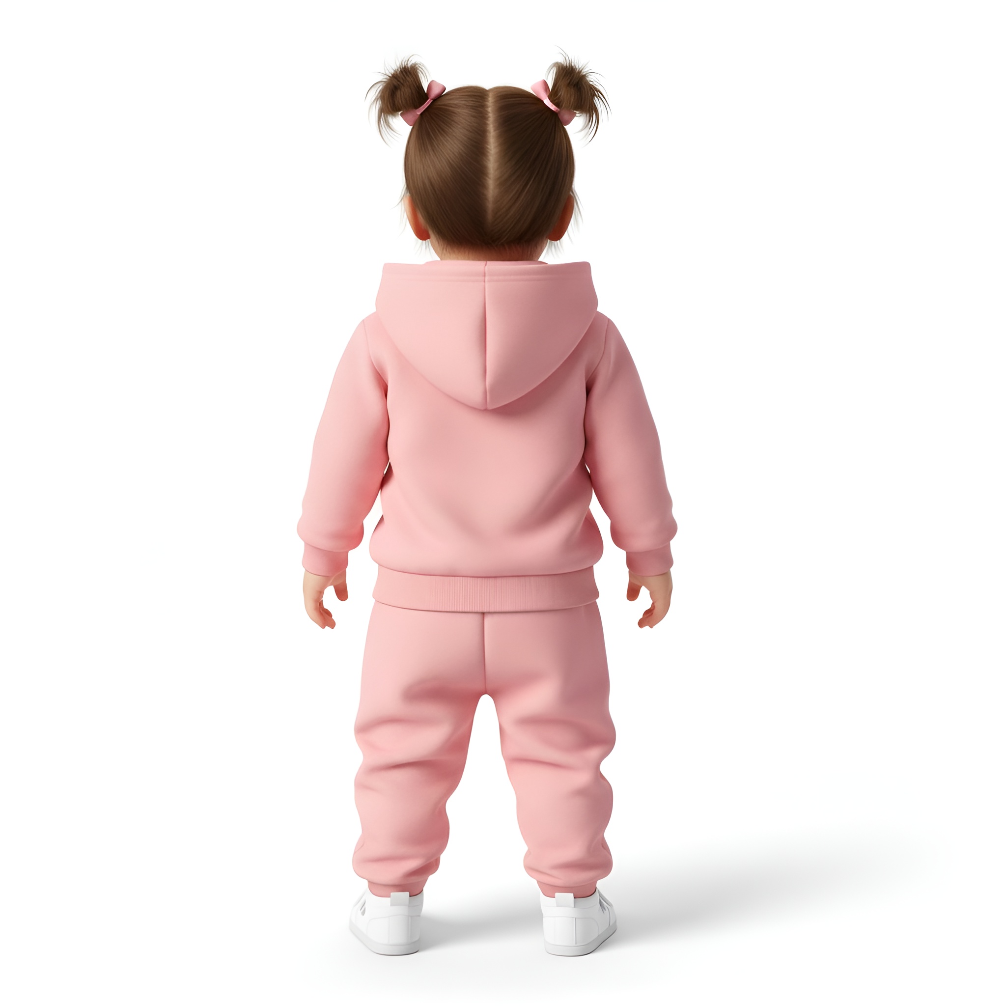 Girls Cartoon Print Hooded Fleece Long Sleeve Sweatshirt and Pants Two Piece Set