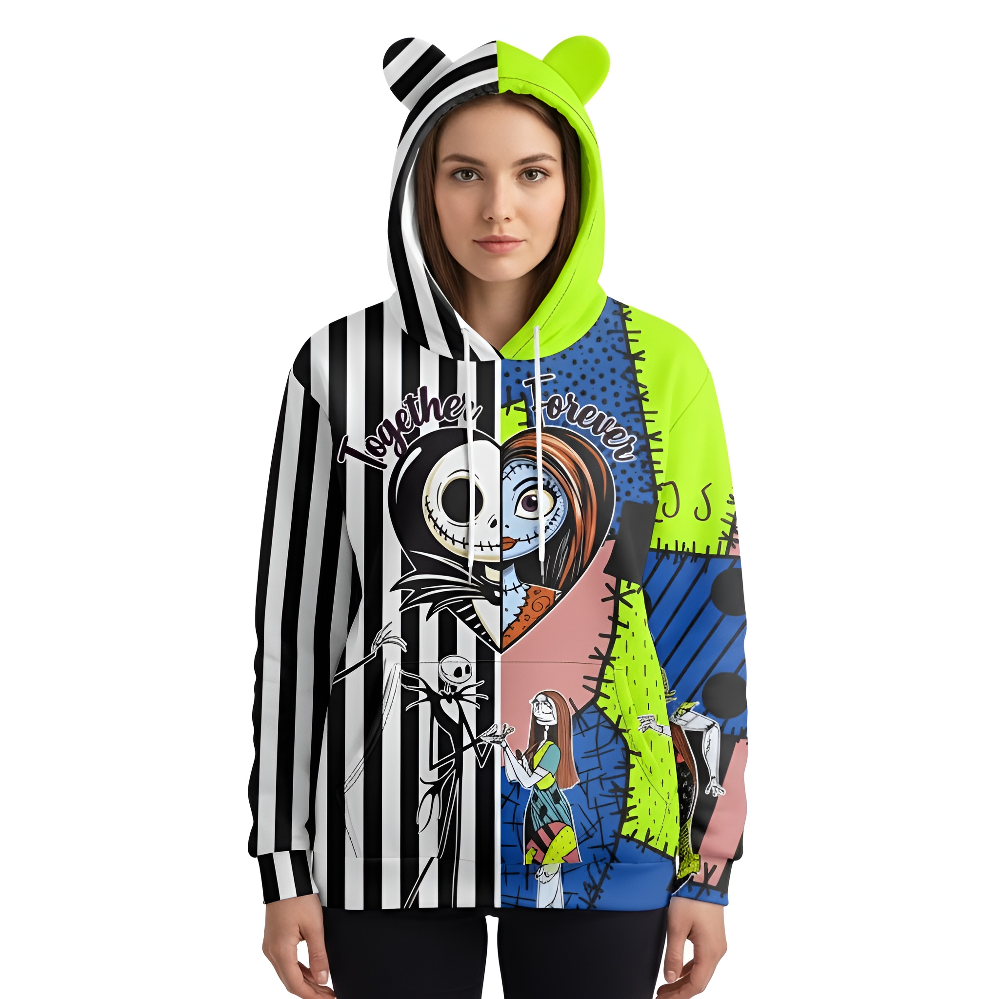 Christmas Hoodie With Pocket For Women With Cat Ear Detail