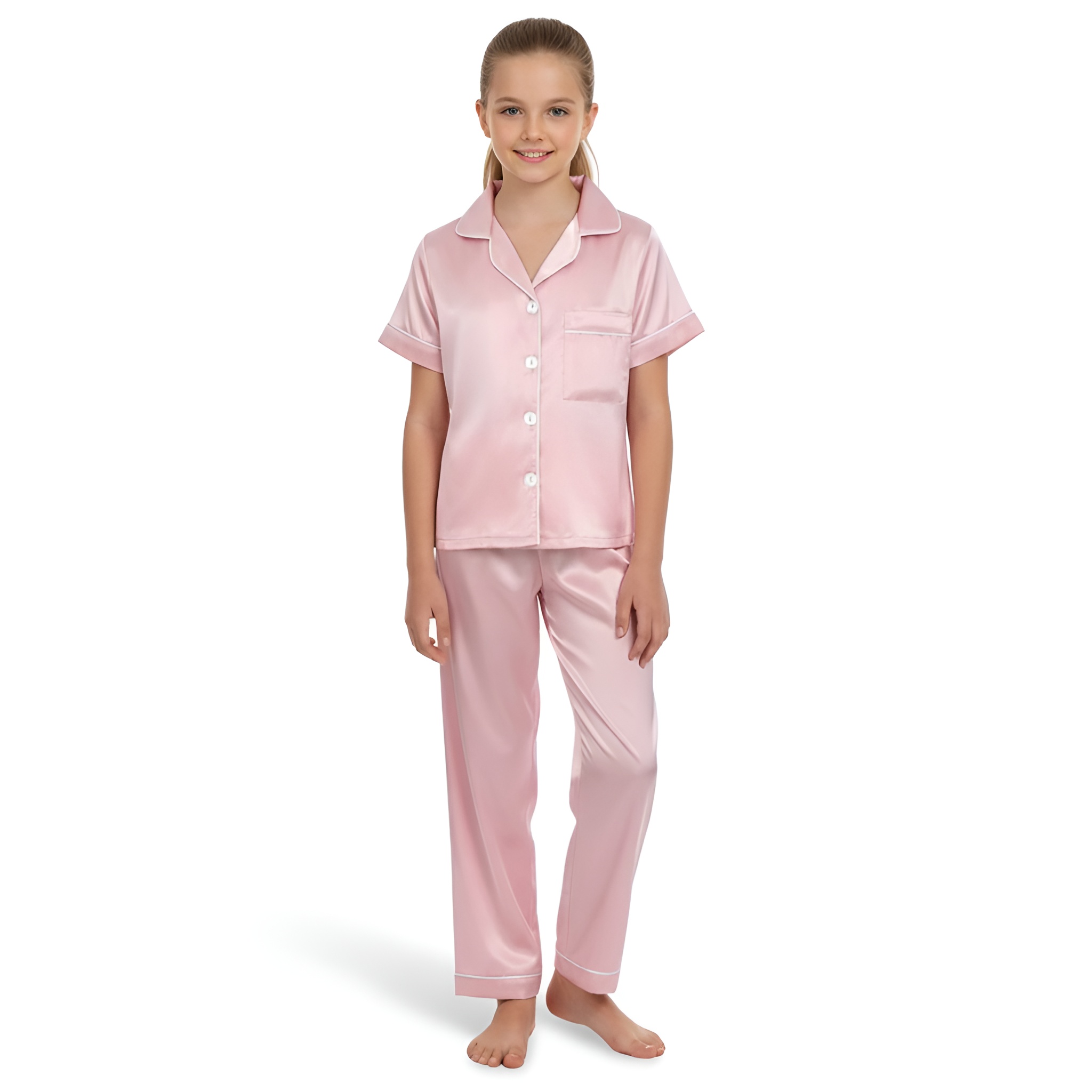 Autumn Satin Short Sleeve Pajama Set