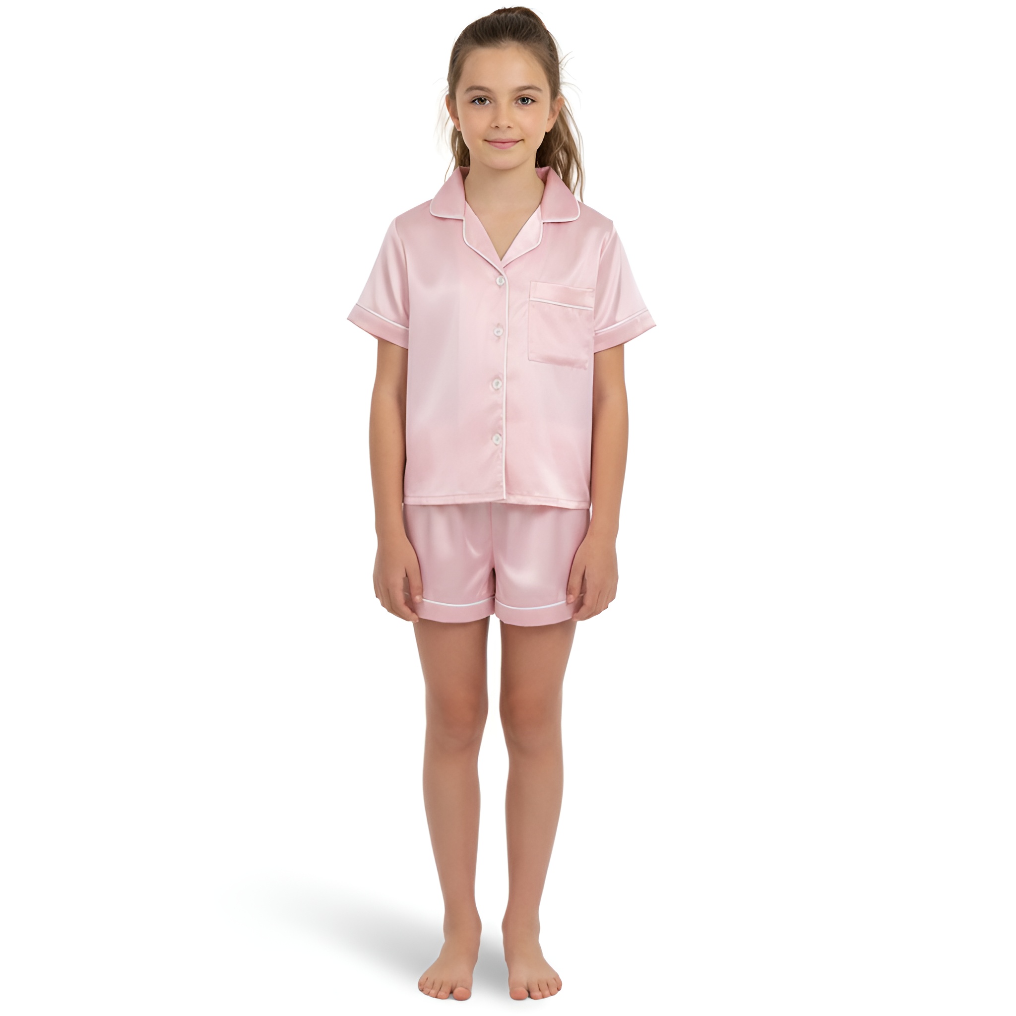 Autumn Satin Short Sleeve Pajama Set