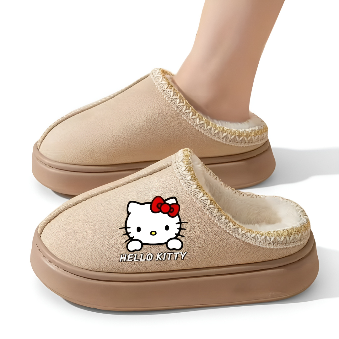 Hello Kitty Printed Plush Slippers
