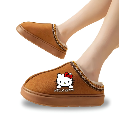 Hello Kitty Printed Plush Slippers