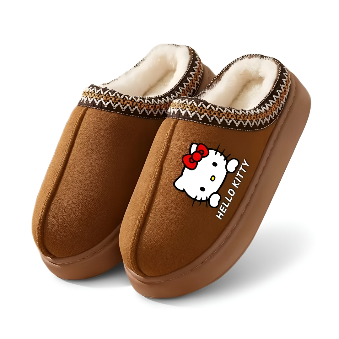 Hello Kitty Printed Plush Slippers