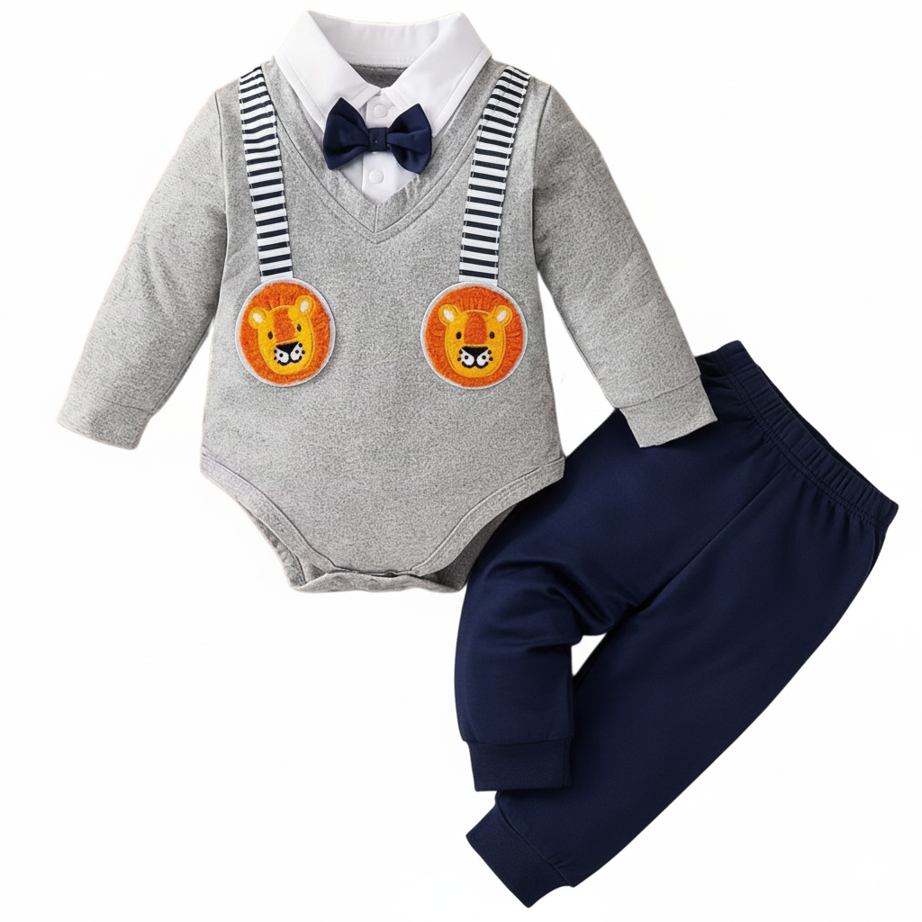 Baby Christmas Plaid Romper And Pants Set With Bow Detail 2 Piece Set