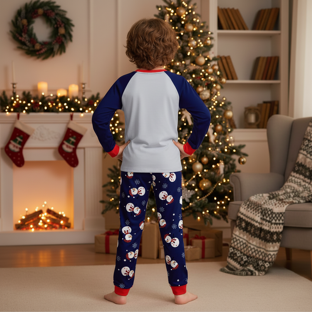 Christmas Matching Outfit Set for Family with Snowman Print and Winter Pants