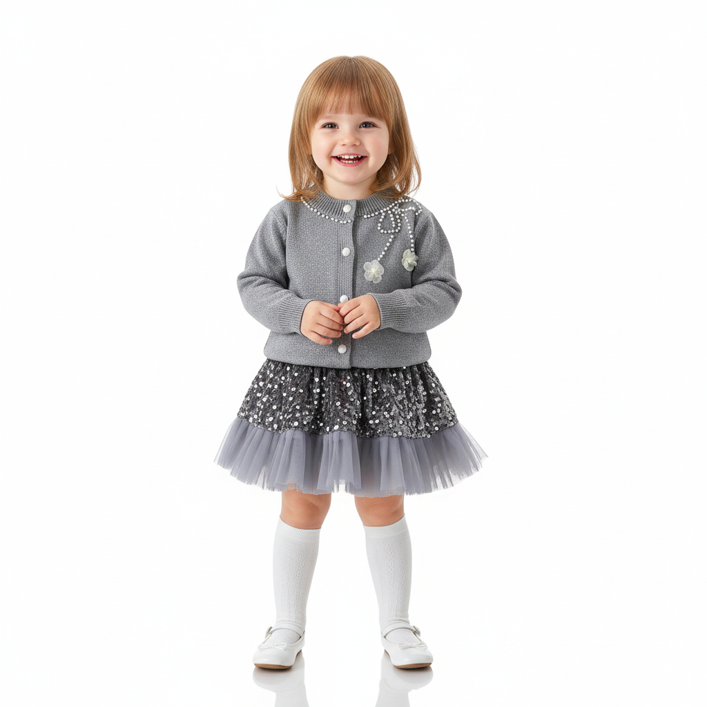 Long Sleeve Sweater And Skirt Set For Girls