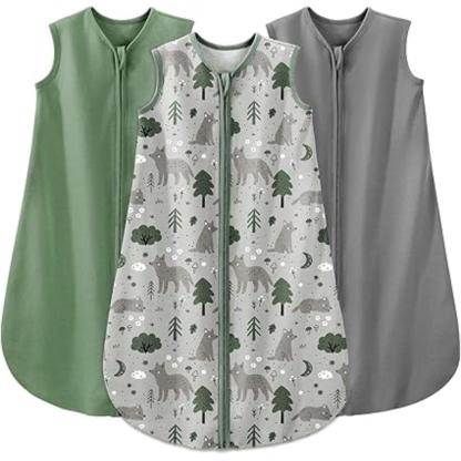 Sleeveless Zippered Blankets With Pack Of 3 Baby Sleep Sacks