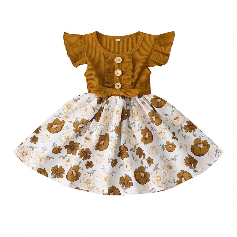 Flowers Print Party Outdoor Dresses For Girls-Children Cloth Shop