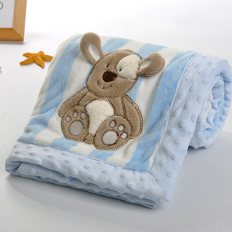 Cartoon Animal Print Flannel Baby Blanket-Children Cloth Shop