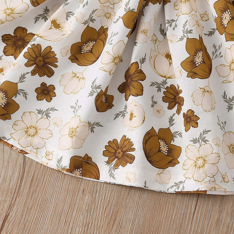 Flowers Print Party Outdoor Dresses For Girls-Children Cloth Shop