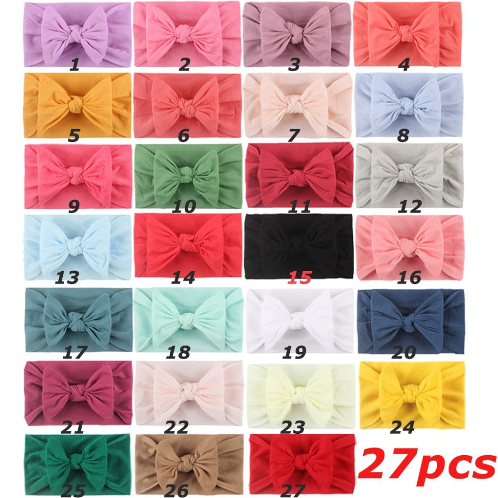 27 Piece Of Solid Color Bow Headband For Girls-Children Cloth Shop