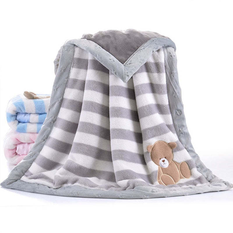 Cartoon Animal Print Flannel Baby Blanket-Children Cloth Shop