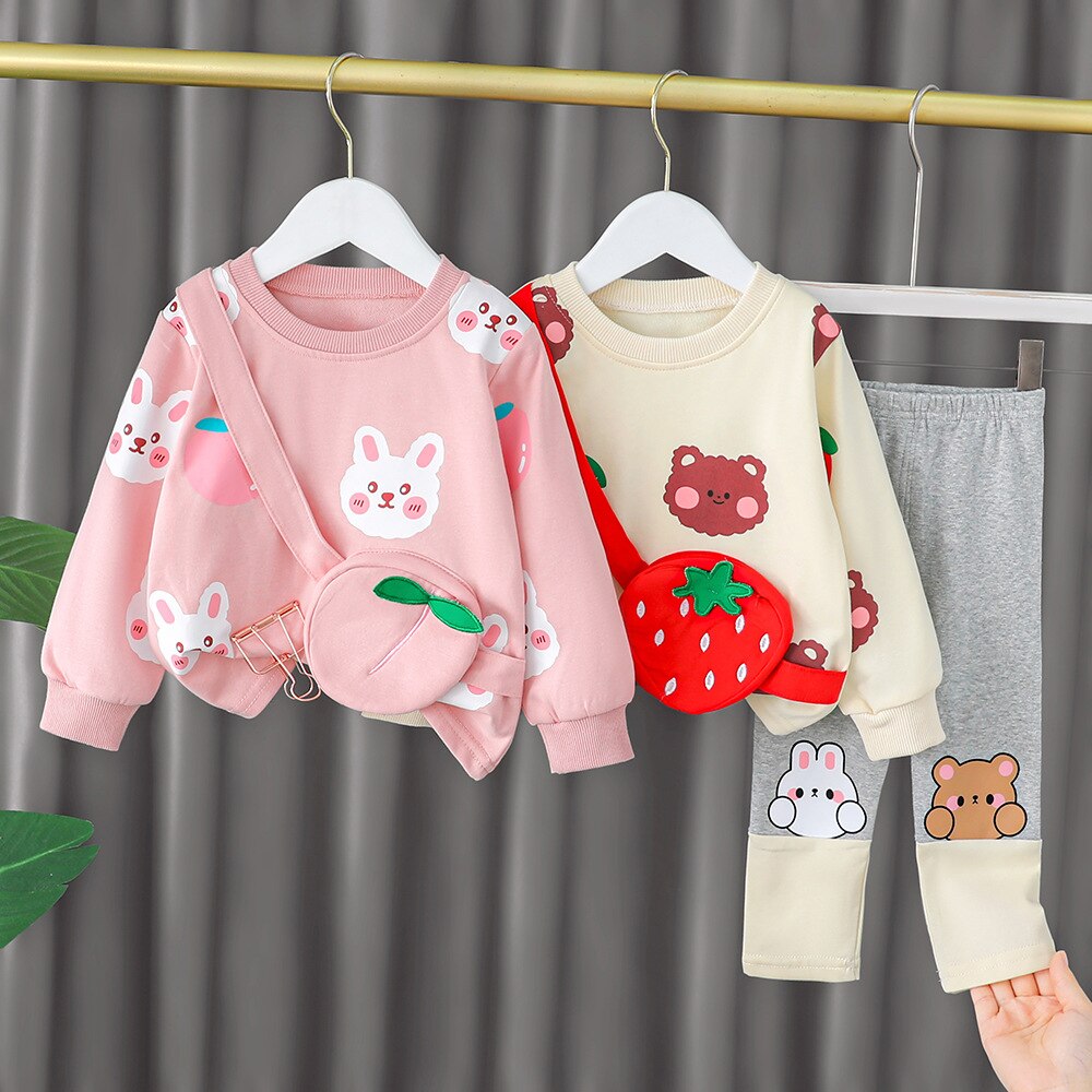 Long Sleeve Cartoon Animal Print Sweater & Pants Set-Children Cloth Shop