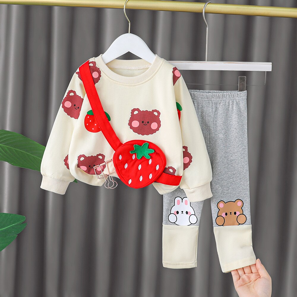 Long Sleeve Cartoon Animal Print Sweater & Pants Set-Children Cloth Shop