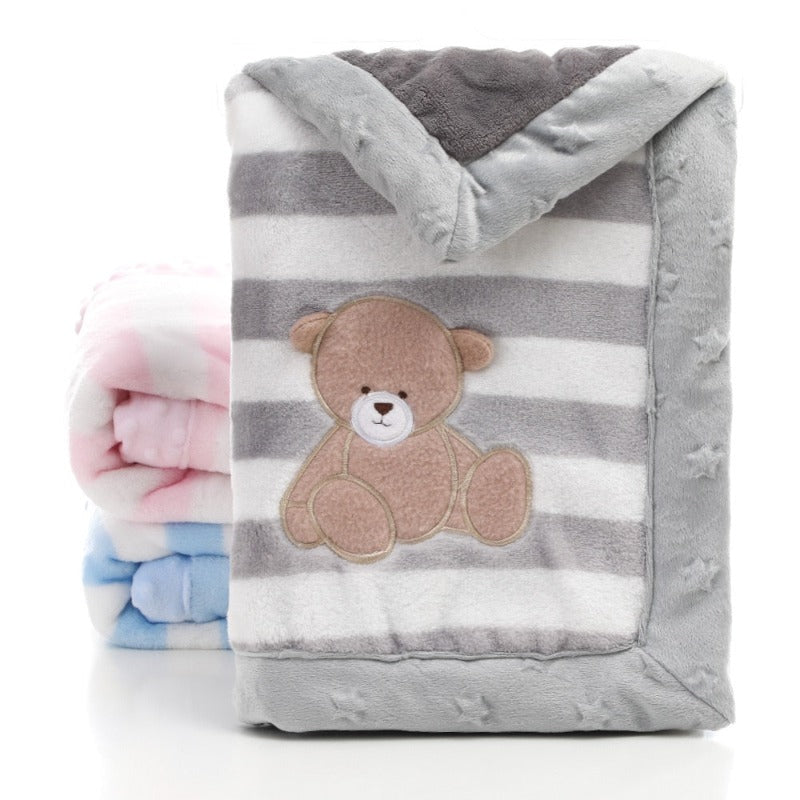Cartoon Animal Print Flannel Baby Blanket-Children Cloth Shop