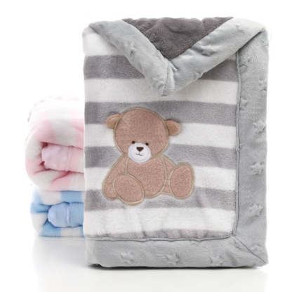 Cartoon Animal Print Flannel Baby Blanket-Children Cloth Shop