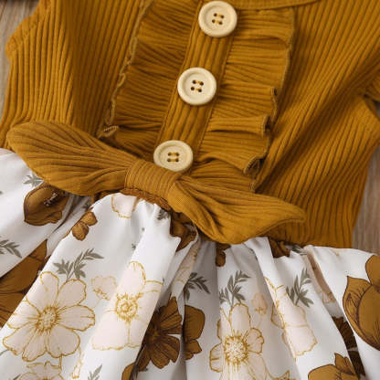 Flowers Print Party Outdoor Dresses For Girls-Children Cloth Shop