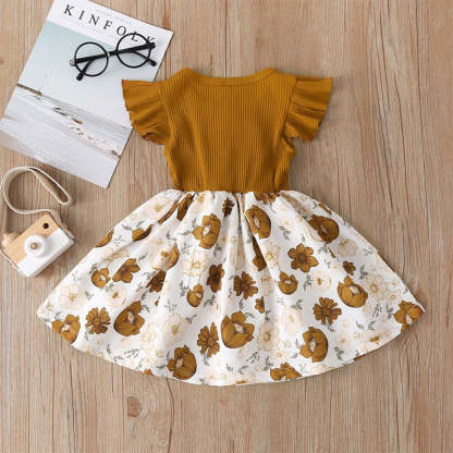 Flowers Print Party Outdoor Dresses For Girls-Children Cloth Shop