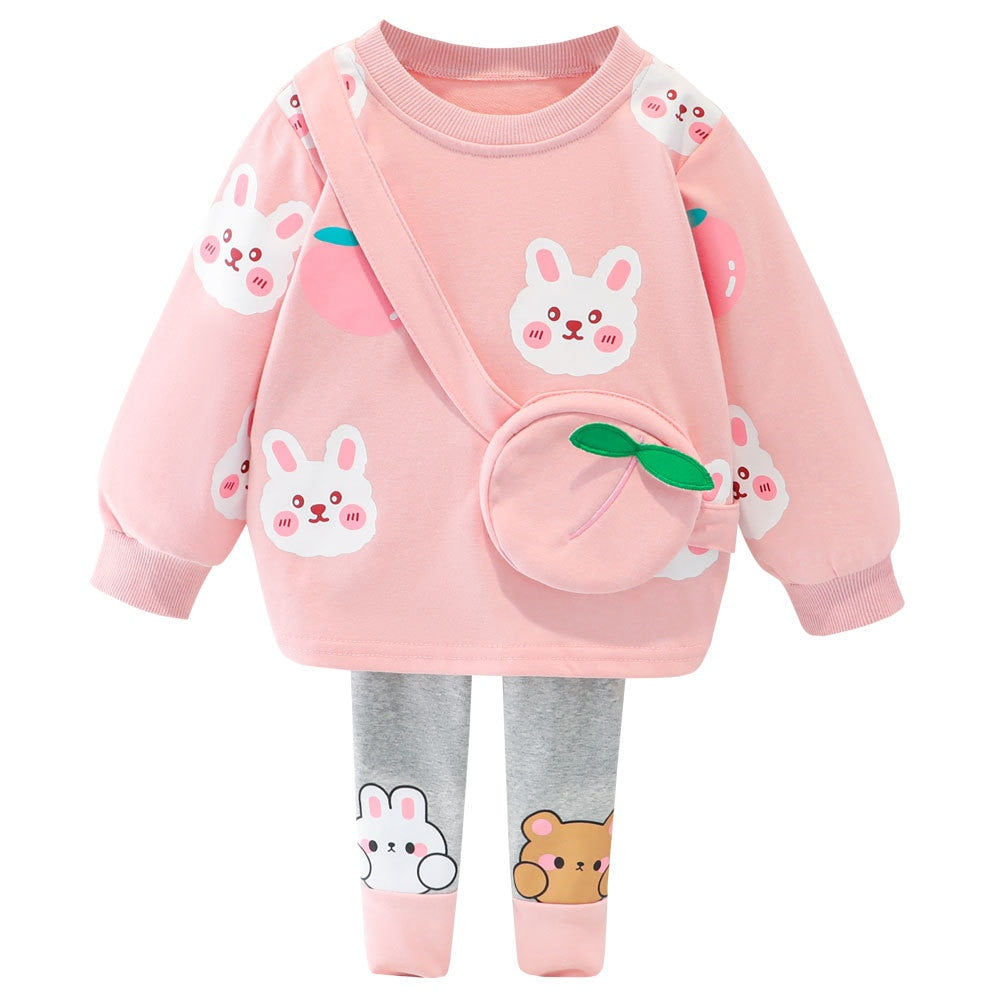 Long Sleeve Cartoon Animal Print Sweater & Pants Set-Children Cloth Shop