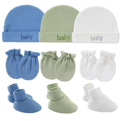 Newborn Baby Solid Color Hat, Gloves And Foot Cover Accessories-Children Cloth Shop