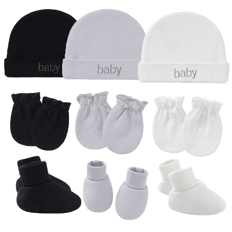 Newborn Baby Solid Color Hat, Gloves And Foot Cover Accessories-Children Cloth Shop