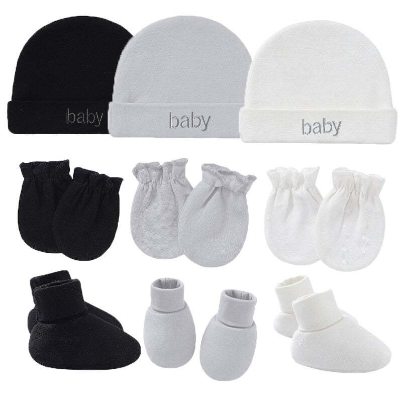 Newborn Baby Solid Color Hat, Gloves And Foot Cover Accessories-Children Cloth Shop