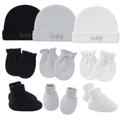 Newborn Baby Solid Color Hat, Gloves And Foot Cover Accessories-Children Cloth Shop