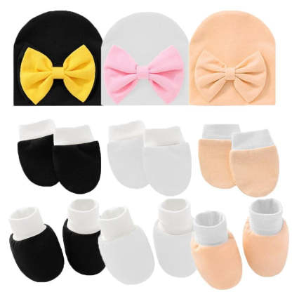 Newborn Baby Solid Color Hat, Gloves And Foot Cover Accessories-Children Cloth Shop