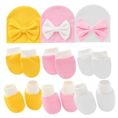 Newborn Baby Solid Color Hat, Gloves And Foot Cover Accessories-Children Cloth Shop