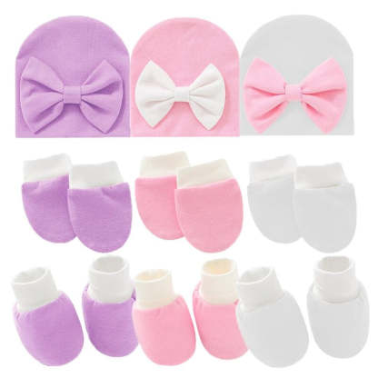 Newborn Baby Solid Color Hat, Gloves And Foot Cover Accessories-Children Cloth Shop