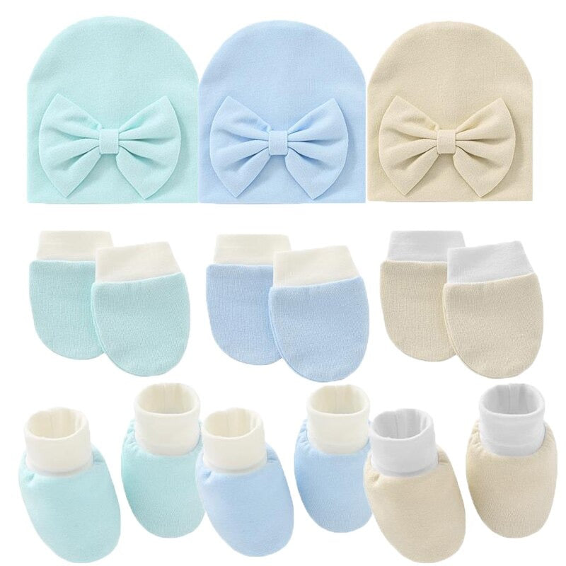 Newborn Baby Solid Color Hat, Gloves And Foot Cover Accessories-Children Cloth Shop