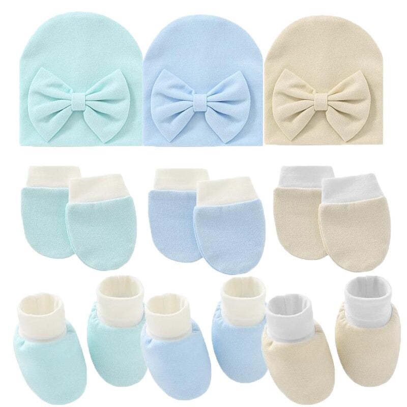 Newborn Baby Solid Color Hat, Gloves And Foot Cover Accessories-Children Cloth Shop