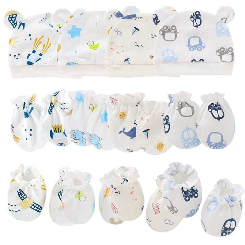 Solid Color Newborn Baby Hat, Gloves And Foot Cover Accessories-Children Cloth Shop