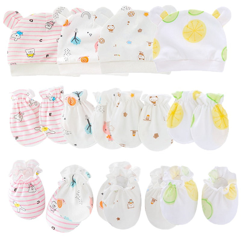 Solid Color Newborn Baby Hat, Gloves And Foot Cover Accessories-Children Cloth Shop